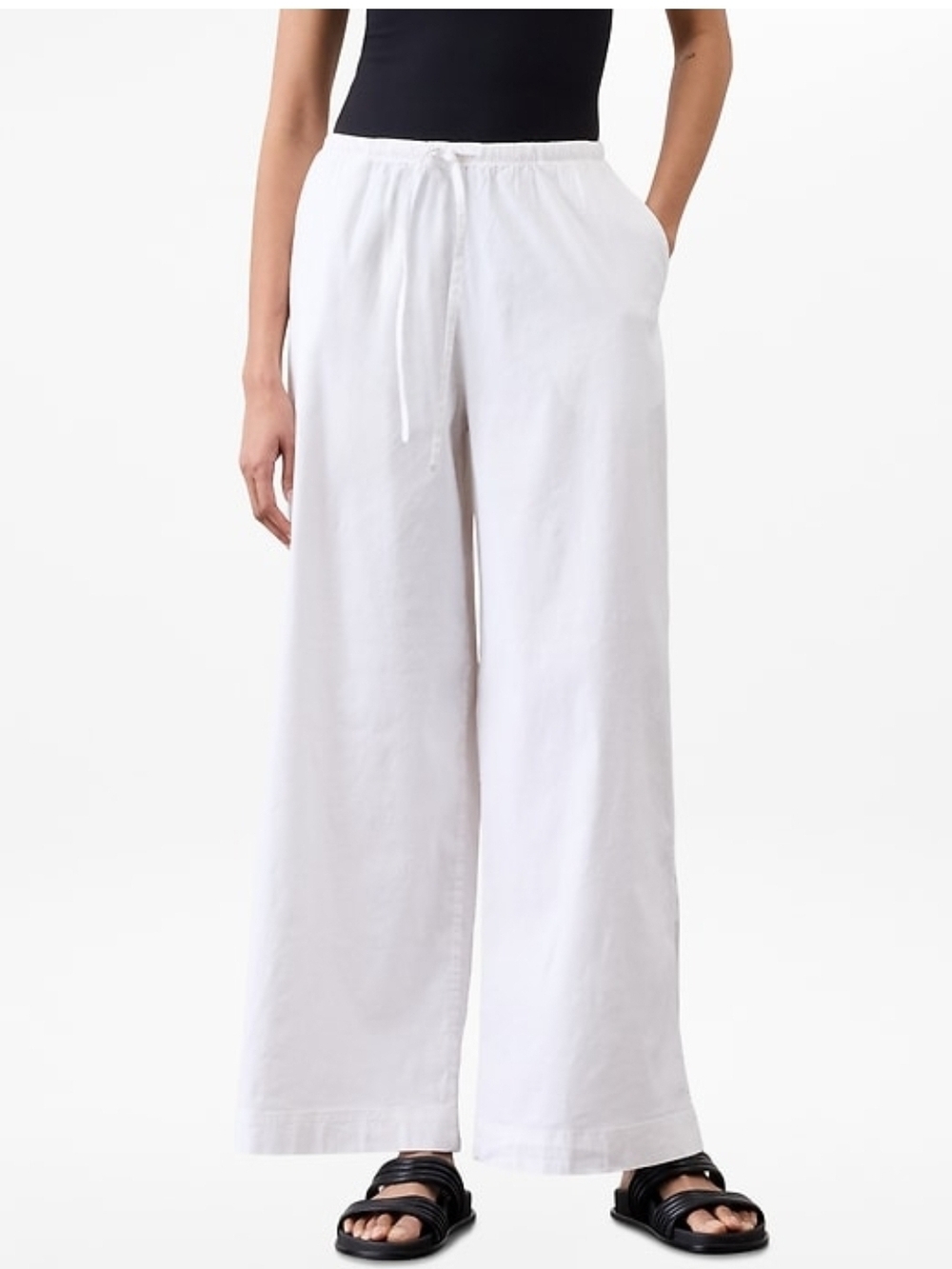 Athleta White Wide-Leg Drawstring Pants